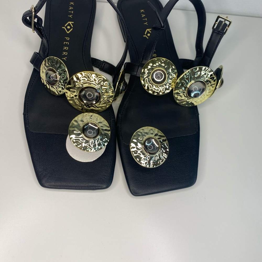 Katy Perry Collections Black and Gold Sandals with Striking Accents - Picture 3 of 9